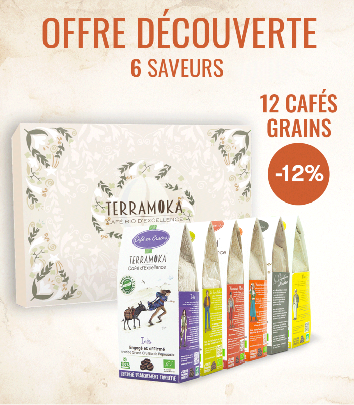 CAFE EN GRAIN  COFFRET DECOUVERTE DE 12 ETUIS EN 6 SAVEURS
