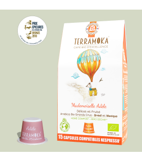 Mlle ADELE : 15 capsules Café Bio Délicat et Fruité - Brésil et Mexique
