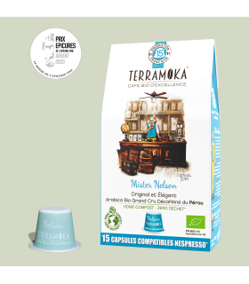 Découvrez notre café bio décaféiné du Pérou, capsule cafe, cafe capsule bio, café capsule nespresso, cafe capsule compatible